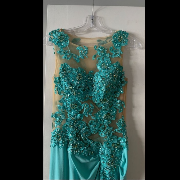 Turquoise Evening Dress - Picture 2 of 6